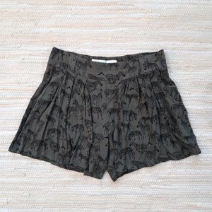 Anthropologie Daughters of Liberation Olive Zebra Print Pleated Shorts in Size 4